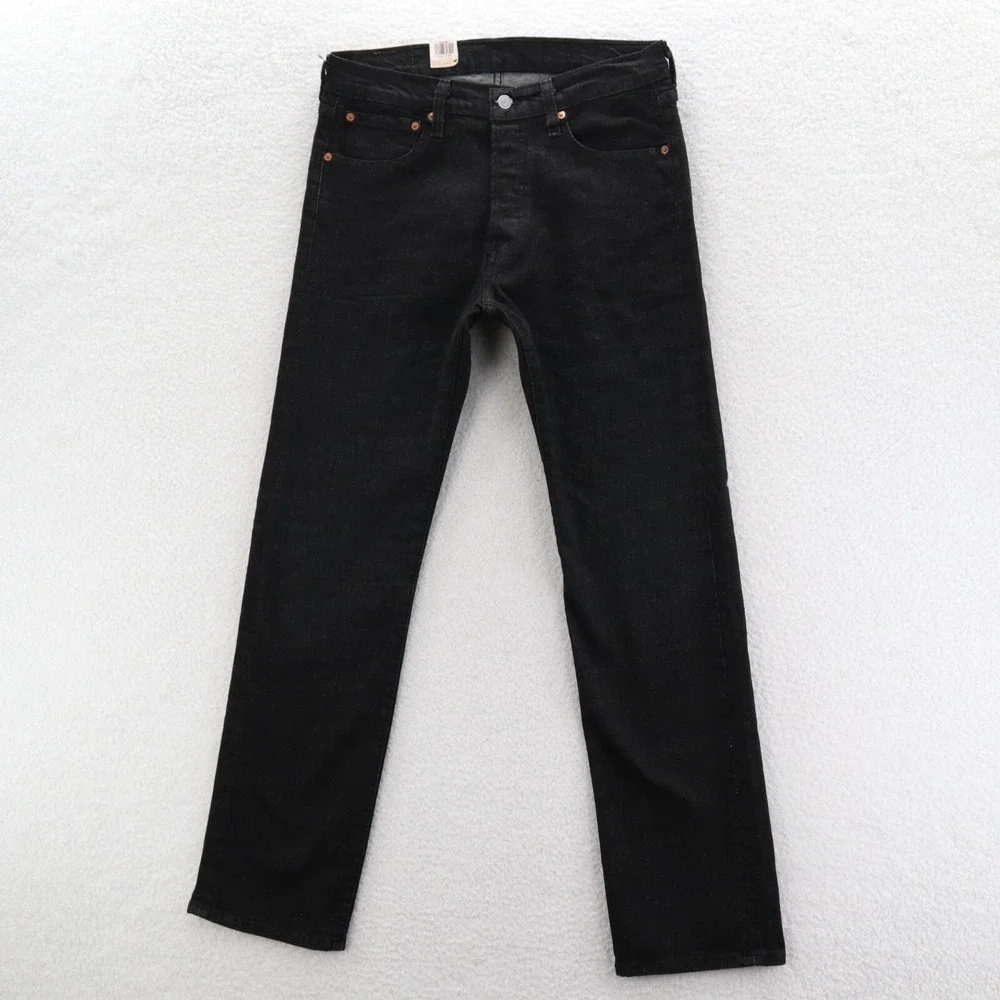 Levis 501 Jeans Men's 33x34 Black Original Straight Button Fly Denim Grunge New